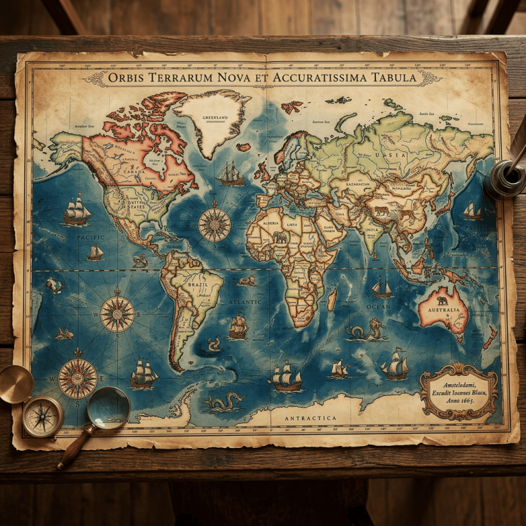 Antique world map labeled Orbis Terrarum Nova et Accuratissima Tabula